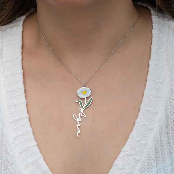 Papatya El Yazısı 925 Gümüş İsimli Kolye - Resim 6