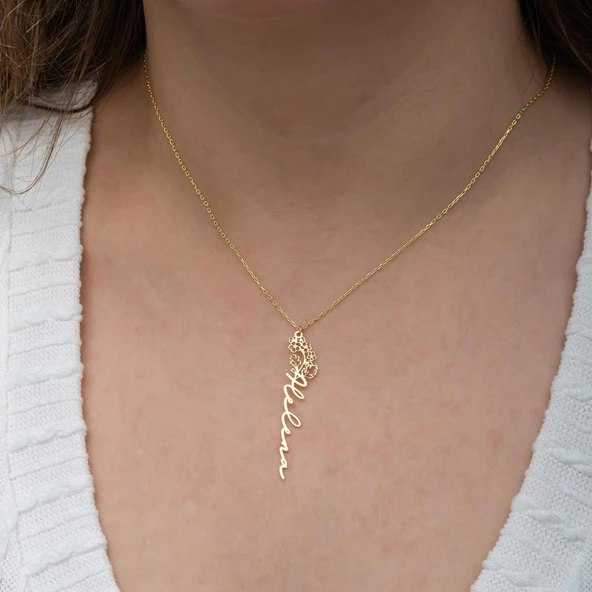 Çiçek Desenli 925 Gümüş İsimli Kolye - Resim 8