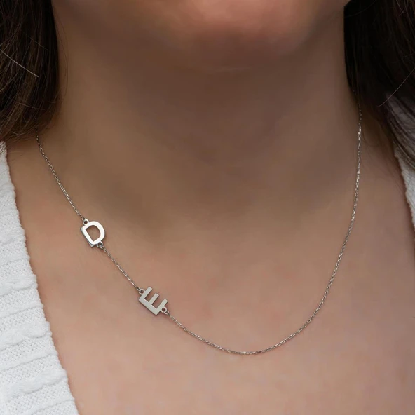 2 Harfli  925 Gümüş İsimli Kolye - Resim 5