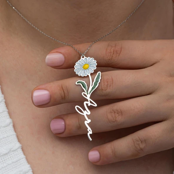 Papatya El Yazısı 925 Gümüş İsimli Kolye - Resim 2