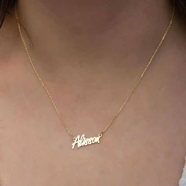 Altın Kaplama 925 Gümüş İsimli Kolye - Resim 3