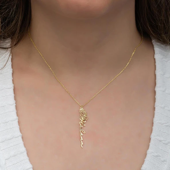 Çiçek Desenli 925 Gümüş İsimli Kolye - Resim 6