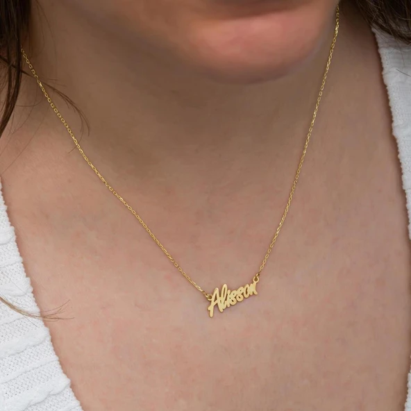 Altın Kaplama 925 Gümüş İsimli Kolye - Resim 8