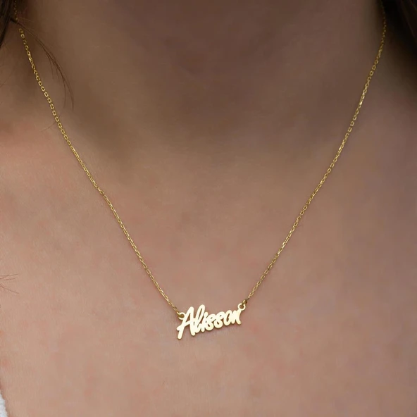 Altın Kaplama 925 Gümüş İsimli Kolye - Resim 4