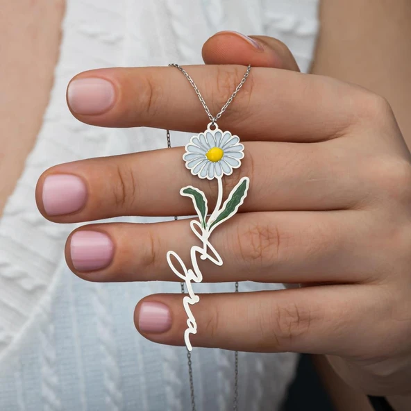 Papatya El Yazısı 925 Gümüş İsimli Kolye - Resim 3