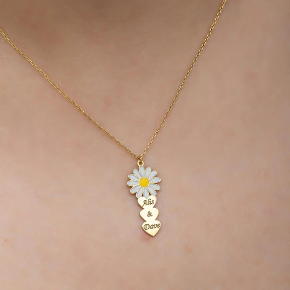 Papatya Kalpli 925 Gümüş İsimli Kolye - Resim 8