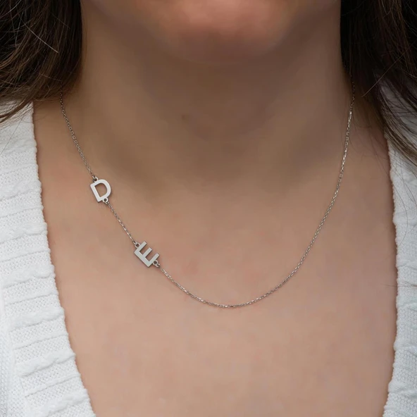 2 Harfli  925 Gümüş İsimli Kolye ürün görseli 1