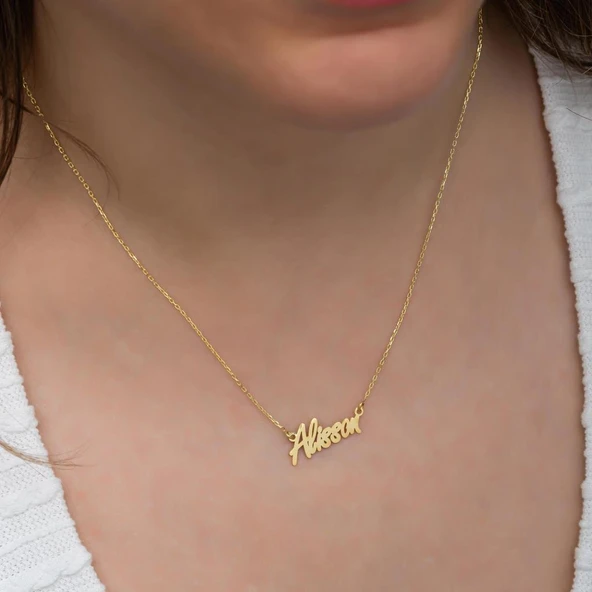 Altın Kaplama 925 Gümüş İsimli Kolye - Resim 5