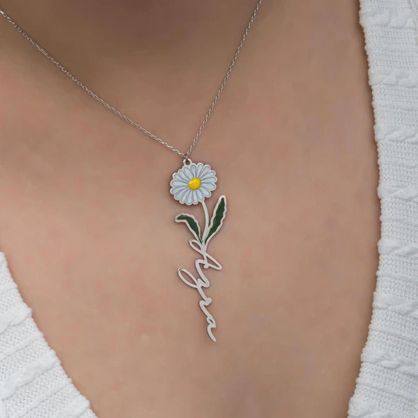 Papatya El Yazısı 925 Gümüş İsimli Kolye - Resim 5