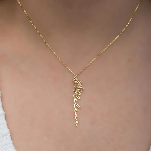 Çiçek Desenli 925 Gümüş İsimli Kolye - Resim 7