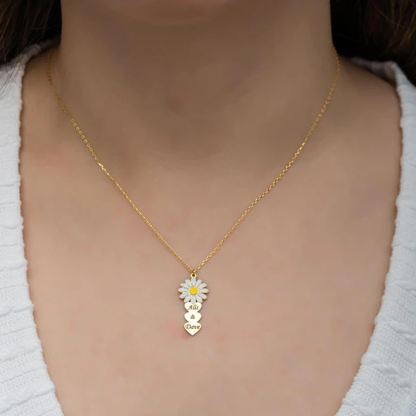 Papatya Kalpli 925 Gümüş İsimli Kolye - Resim 4