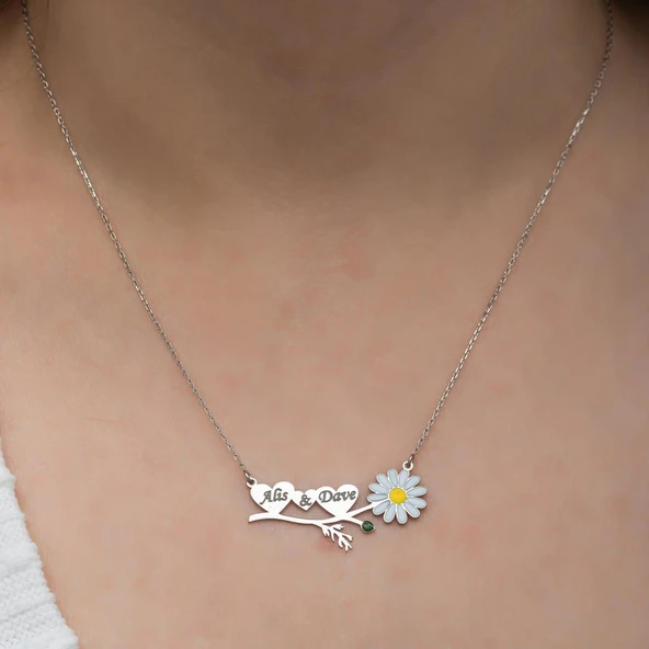 Papatya Kalpli 925 Gümüş İsimli Kolye - Resim 6