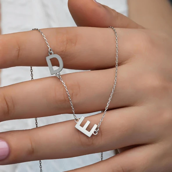 2 Harfli  925 Gümüş İsimli Kolye - Resim 3