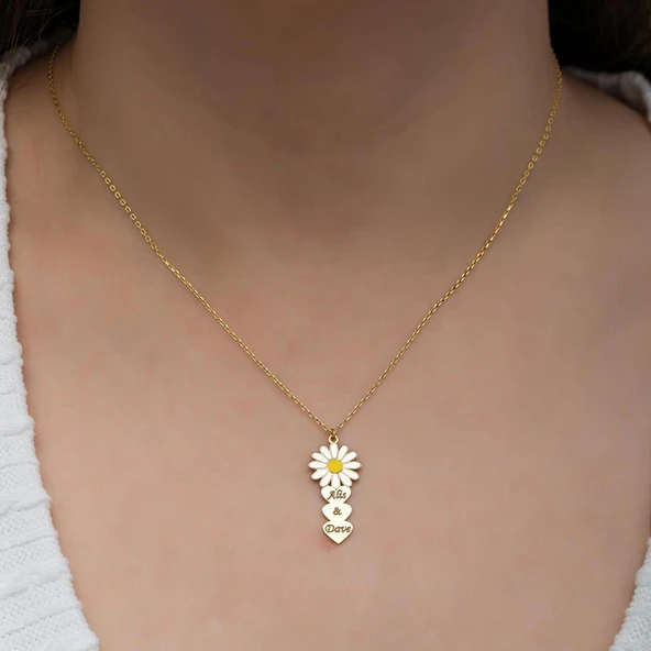 Papatya Kalpli 925 Gümüş İsimli Kolye - Resim 5