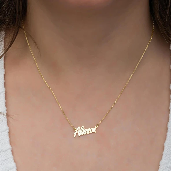 Altın Kaplama 925 Gümüş İsimli Kolye - Resim 6