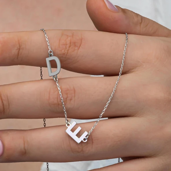 2 Harfli  925 Gümüş İsimli Kolye - Resim 2