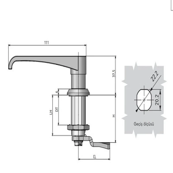Mesan Silindirli "L" Kollu Kilit - Resim 3