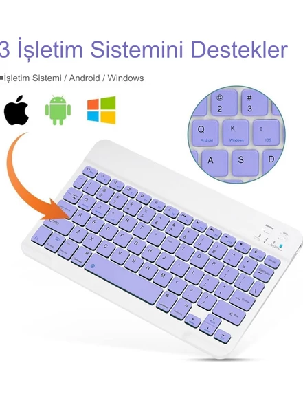 Klavye Mouse Seti Mini Q Kablosuz  Klavye Mouse Set  2.4G Wirelless Multimedya Ultra İnce Sessiz - 5