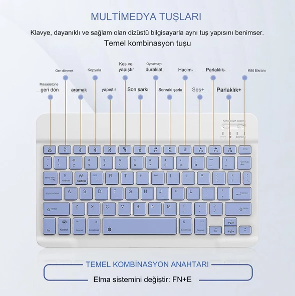 Klavye Mouse Seti Mini Q Kablosuz  Klavye Mouse Set  2.4G Wirelless Multimedya Ultra İnce Sessiz - 3