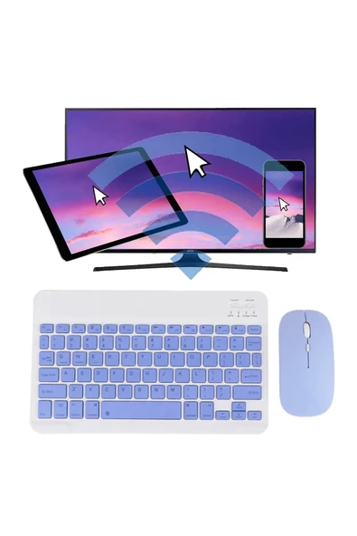 Klavye Mouse Seti Mini Q Kablosuz  Klavye Mouse Set  2.4G Wirelless Multimedya Ultra İnce Sessiz - 6