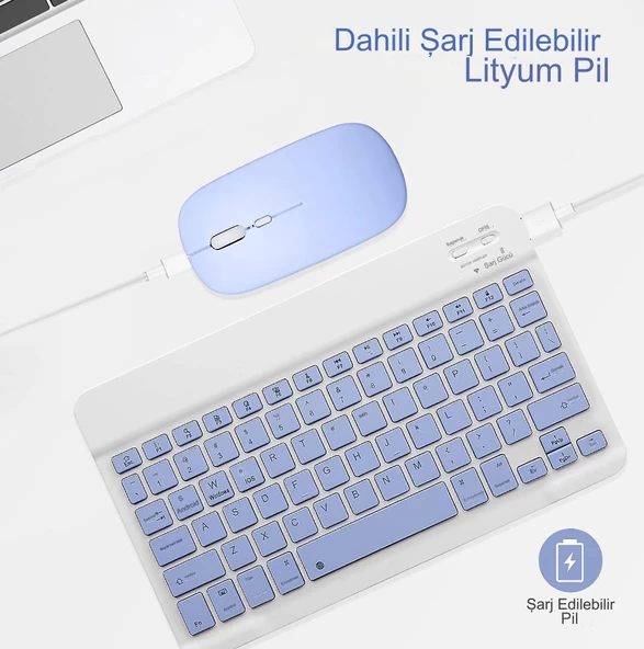 Klavye Mouse Seti Mini Q Kablosuz  Klavye Mouse Set  2.4G Wirelless Multimedya Ultra İnce Sessiz - 2