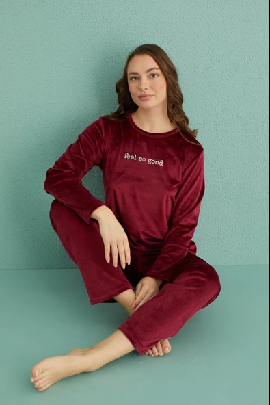 Mihra 13166-7 Kadın Kışlık Kadife Pijama Takımı