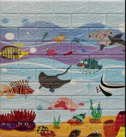 Renkli Duvarlar 70x77cm (0,53m2) Kendinden Yapışkanlı Çocuk Odası Esnek Sünger Duvar Paneli - Resim 2