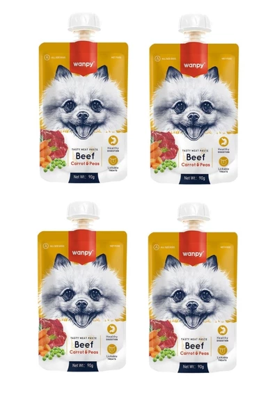 Wanpy Taze Sığır Etli & Havuçlu Köpek Et Ezmesi 90 Gr. X 4 Adet