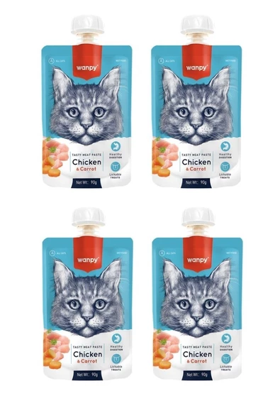 Wanpy Taze Tavuklu & Havuçlu Kedi Et Ezmesi 90 Gr. X 4 Adet