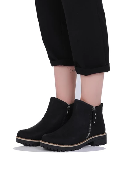 Mp 242-2337Zn Siyah Kadın Kışlık Düz Bot Ayakkabı - Resim 2