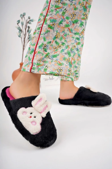Albishoes Yumuşak Peluş Tavşan Figürlü Ev Terliği Peluş Ev Terliği Kadın Kışlık Yumuşak Ev Terlik - 4