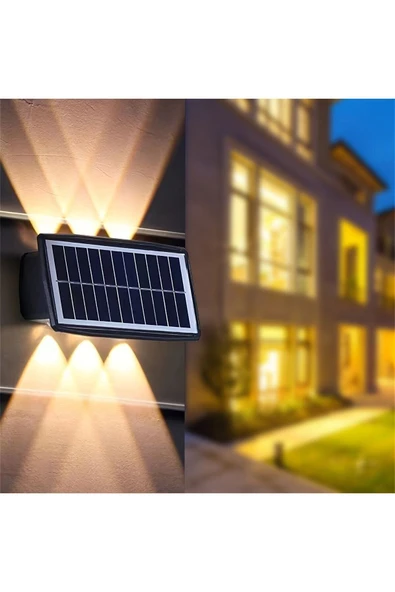 6 Ledli Güneş Enerjili Merkür Aplik Bahçe Aydınlatma 30 Watt Solar Bahçe Duvar Aplik Dekoratif 30 Wa