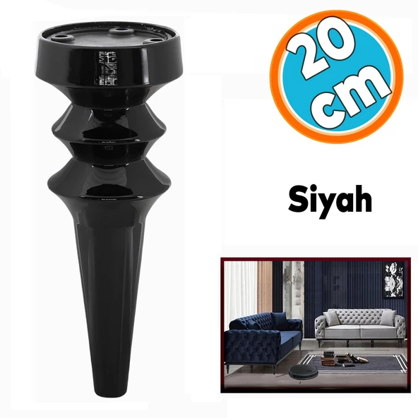 Mobilya Yükseltici Kanepe Koltuk Tv Ünitesi Baza Ayağı Zigon Orta Sehpası Ayak Ayakları 20 cm Siyah ürün görseli