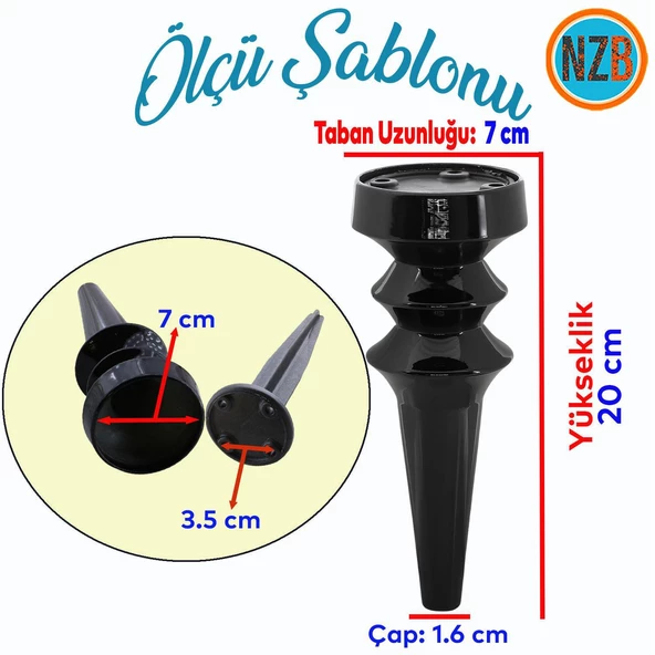 Mobilya Yükseltici Kanepe Koltuk Tv Ünitesi Baza Ayağı Zigon Orta Sehpası Ayak Ayakları 20 cm Siyah - Resim 2