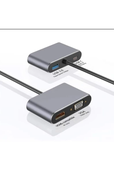 Type C 4 İn 1 4K Hdmi- Vga-Usb 3.0-87W Type C Dişi - 2