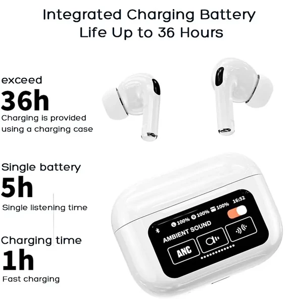 Glrtech T-9 Plus Dokunmatik Şarj Ünitesi Ekranlı Bluetoot Kulaklık Anc-Enc - 5