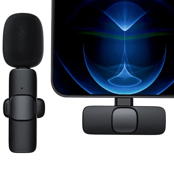 Kablosuz Tekli Type C Girişli Yaka Mikrofonu - 4