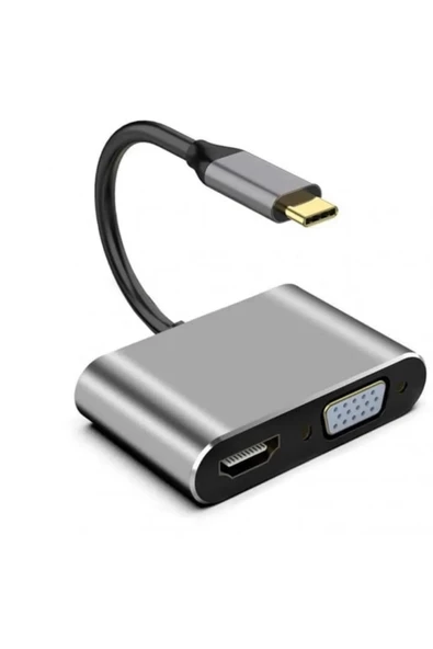 Type C 4 İn 1 4K Hdmi- Vga-Usb 3.0-87W Type C Dişi