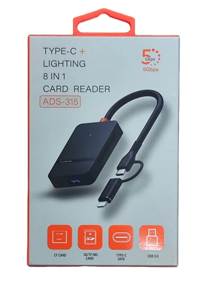 Pmr 8 in 1 Type C - Lightning Usb Çoklayıcı- Compact Flash- Microsd-Sd Kart Okuyucu Type C giriş