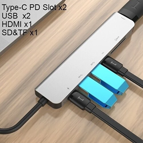 Type C Usb 3.1 7 İn1 Adaptör 4K Hmi-2*Usb 3.0 Sd-Microsd Kart Okuyucu-2*Type C - 2