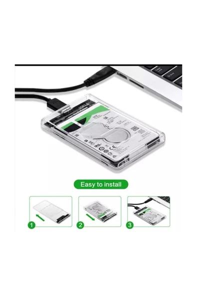 Usb 3.0 Taşınabilir Hardisk Kutusu Şeffaf Kutu - 3