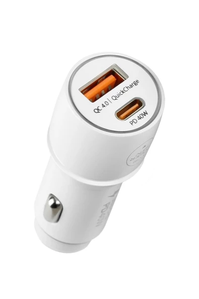 Powerway Cc4.0 Qc40 40W 5V 4 Amper Type C - Usb Araç Şarj Başlığı Beyaz - 2