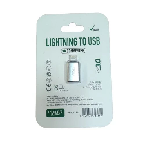 Powerway Lightning Erkek Usb 3.0 Dişi Çevirici