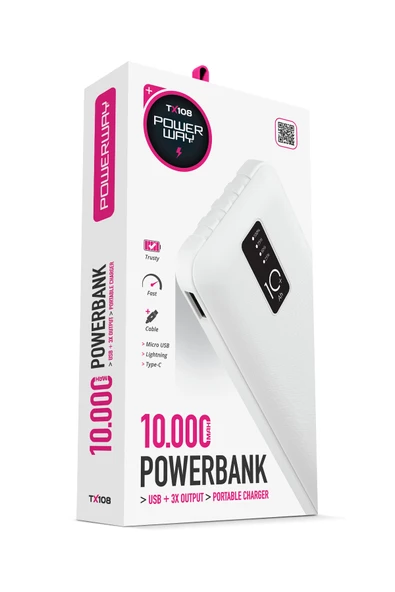 Powerway Tx108 10000 Mah Göstergeli 4 Kablo Çıkışlı Powerbank - 3