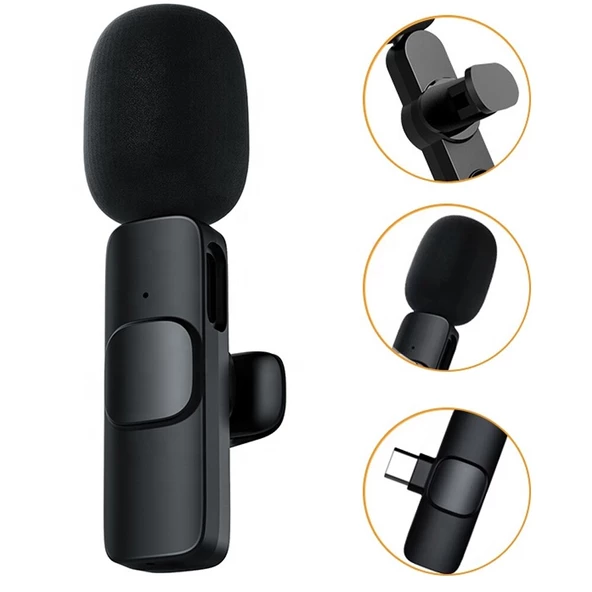 Kablosuz Tekli Lightning Ve Type Girişli Yaka Mikrofonu - 2