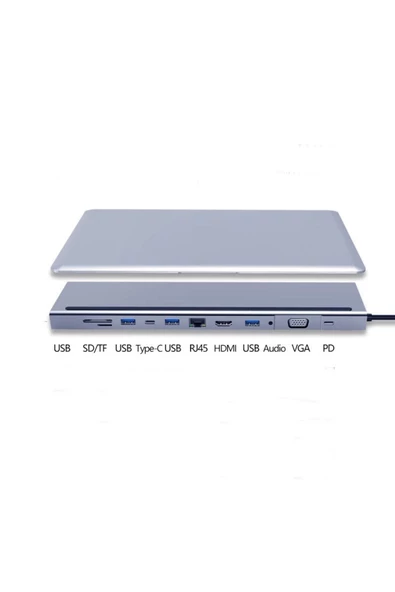 Type-C 12 İn 1 Dock Station Macbook Uyumlu Hub Adaptör