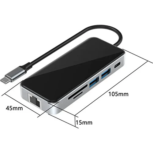 Airsky 10 İn 1 Type C Çevirici Gigabit Rj45 4K Hdmi 5* Usb 3.0 - 2