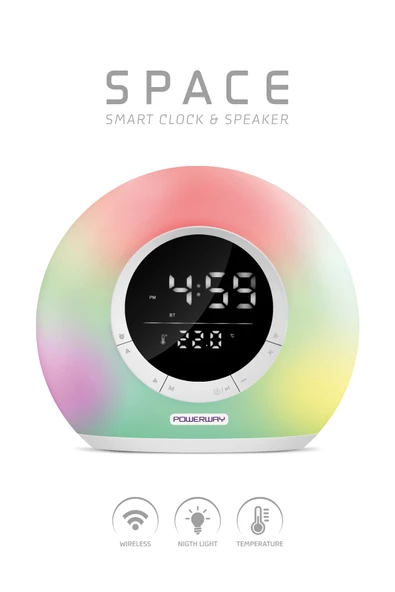 Powerway Saat Alarm Usb Aux Müzik Çalar Radyo Gece Lambası Taşınabilir Space Bluetooth Hoparlör - 2