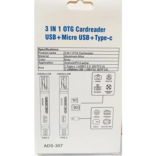 Pmr Usb-Type C-Micro Usb Microsd-Sd Kart Okuyucu Usb 3.0 Çoklayıcı - 2