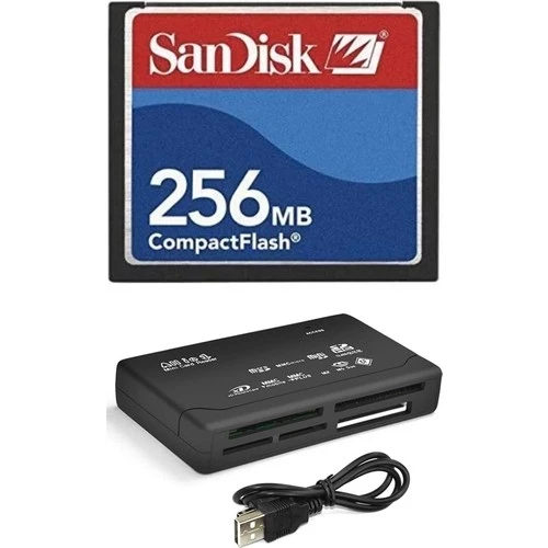 256 Mb Compact Flash Hafıza Kartı  Usb 2.0 Cf Kart Okuyucu